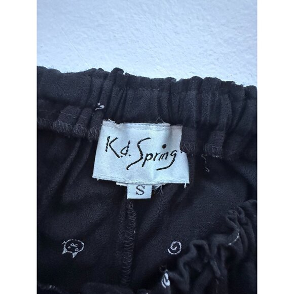 Vtg Kd Spring black baggier pants elastic/drawstring with cat design Small - Picture 2 of 4